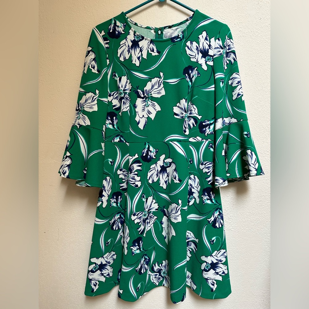 Eliza J Green and Blue Floral Midi Dress